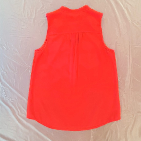J. Crew Red Mandarin Collar Sleeveless Half Button Up Blouse Size 2/XS - Picture 3 of 7